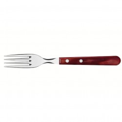 Fourchette rouge Jumbo 21,5 cm.Inox et technobois. X 12