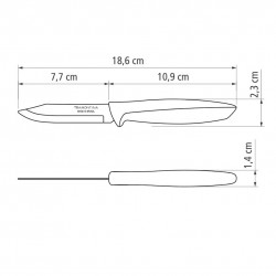 Couteau d'office Plenus 8cm. Inox et plastique