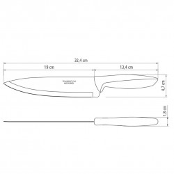 Couteau de chef Plenus 20cm. Inox et plastique.