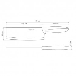 Feuille de boucher Plenus 17cm. Inox et plastique