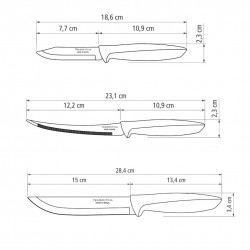 Couteaux de cuisine Plenus 3pcs. Inox et plastique.