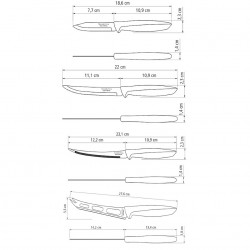 Couteaux de cuisine Plenus 8pcs. Inox et plastique.