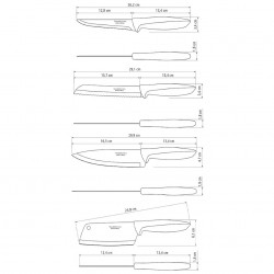 Couteaux de cuisine Plenus 8pcs. Inox et plastique.