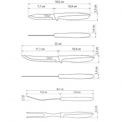 Couteaux de cuisine Plenus 6pcs. Inox et plastique.