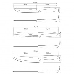 Couteaux de cuisine Plenus 6pcs. Inox et plastique.