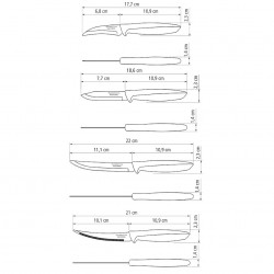 Couteaux de cuisine Plenus 8pcs. Inox et plastique.