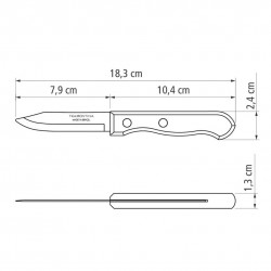 Couteau d'office Dynamic 8cm. Inox et bois.