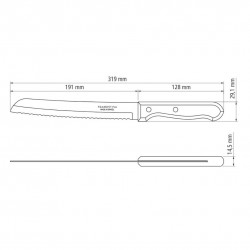 Couteau à pain Dynamic 20 cm. Inox et bois.