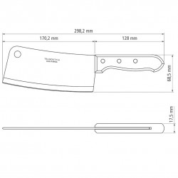 Feuille de boucher Dynamic 17cm. Inox pleine soie et bois.