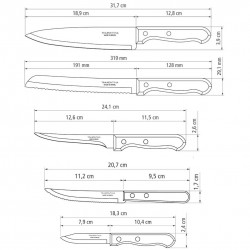 Couteaux de cuisine Dynamic 5pcs. Inox et bois