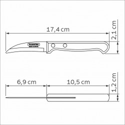 Couteau bec d'oiseau Technobois 8cm. Inox et technobois .