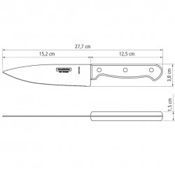 Couteau du chef Technobois 15cm. Inox pleine soie et technobois .