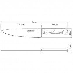 Couteau du chef Technobois 20cm. Inox pleine soie et technobois .