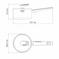 Casserole Grano Ø 16cm - 1,70lt. Inox triply et bakélite.